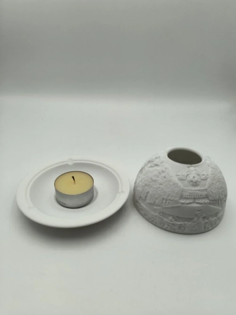 Bernardaud Limoges Porcelain Votive Candle Holder With Intricate Relief Design